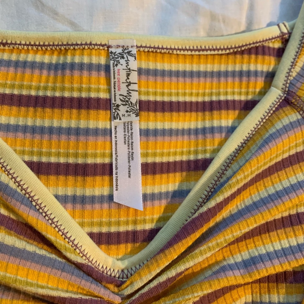 FREE PEOPLE Yellow combo striped bodysuit